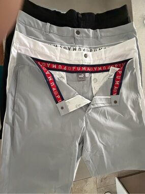 Puma Men's White Flat-Front Performance Shorts